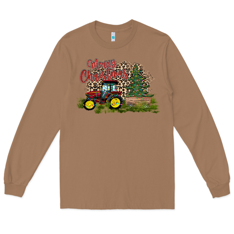Merry Christmas Tractor Tree Long Sleeve Tee by CowhideDigitalArt | Teevron