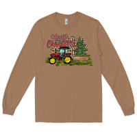 Toasted Coconut merry Christmas tractor tree Long Sleeve Tee - CowhideDigitalArt