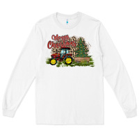 White merry Christmas tractor tree Long Sleeve Tee - CowhideDigitalArt