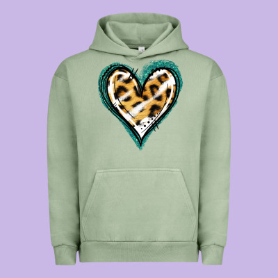 Glitter Leopard Heart Urban Hoodie Designed By Jasminsmagicworld
