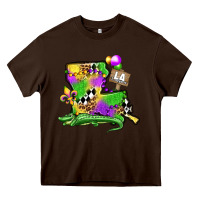 Chocolate Brown louisiana map alligator mardi gras olivia Heavy Core Tee - OliviaCreatesArt