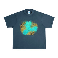 Midnight Navy turquoise leopard patch Urban Heavy Tee - Jasminsmagicworld