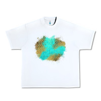 White turquoise leopard patch Urban Heavy Tee - Jasminsmagicworld