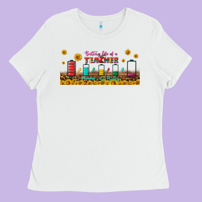 Battery Life Of A Teacher Libbey Glass Ladies Tee Designed By Bundleandbundleshop
