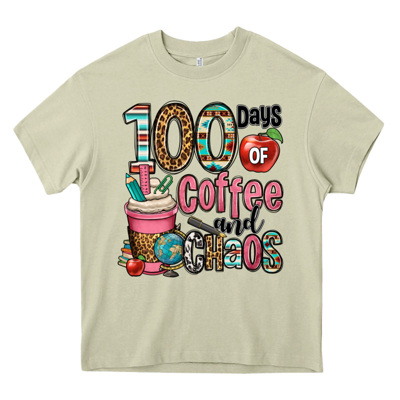 Hundred Days Of Coffee And Chaos Heavy Core Tee by OliviaCreatesArt | Teevron