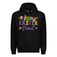 Black easter vibes and butterfly with bunny and flowers Premium Hoodie - Artiststas