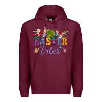 Burgundy easter vibes and butterfly with bunny and flowers Premium Hoodie - Artiststas