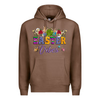Chestnut easter vibes and butterfly with bunny and flowers Premium Hoodie - Artiststas