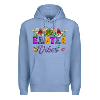 Colony Blue easter vibes and butterfly with bunny and flowers Premium Hoodie - Artiststas