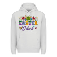 Dove Grey easter vibes and butterfly with bunny and flowers Premium Hoodie - Artiststas