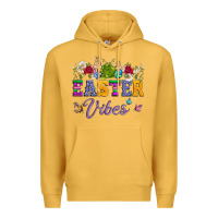 Mustard easter vibes and butterfly with bunny and flowers Premium Hoodie - Artiststas