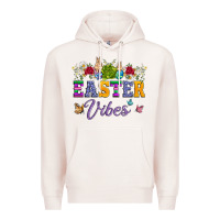 Pale Pink easter vibes and butterfly with bunny and flowers Premium Hoodie - Artiststas