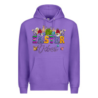 Purple easter vibes and butterfly with bunny and flowers Premium Hoodie - Artiststas