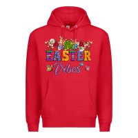 Red easter vibes and butterfly with bunny and flowers Premium Hoodie - Artiststas