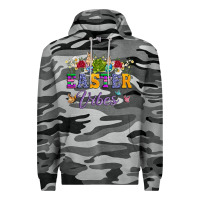 Slate Camo easter vibes and butterfly with bunny and flowers Premium Hoodie - Artiststas