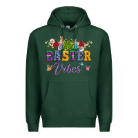 Sports Green easter vibes and butterfly with bunny and flowers Premium Hoodie - Artiststas