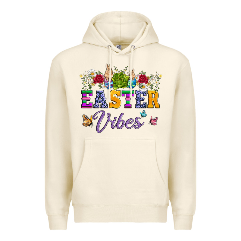 Easter Vibes And Butterfly With Bunny And Flowers Premium Hoodie by Artiststas | Teevron