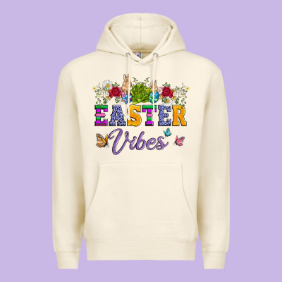 Easter Vibes And Butterfly With Bunny And Flowers Premium Hoodie Designed By Artiststas