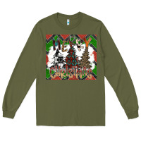 Army Green merry Christmas Long Sleeve Tee - CowhideDigitalArt