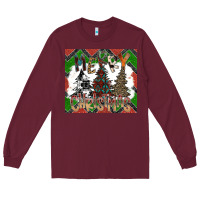 Burgundy merry Christmas Long Sleeve Tee - CowhideDigitalArt
