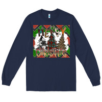 Navy merry Christmas Long Sleeve Tee - CowhideDigitalArt