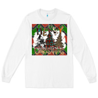 White merry Christmas Long Sleeve Tee - CowhideDigitalArt