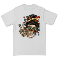 Dove Grey American Mother skull Premium Tee - FaDigitalArtStudio