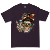 Plum American Mother skull Premium Tee - FaDigitalArtStudio