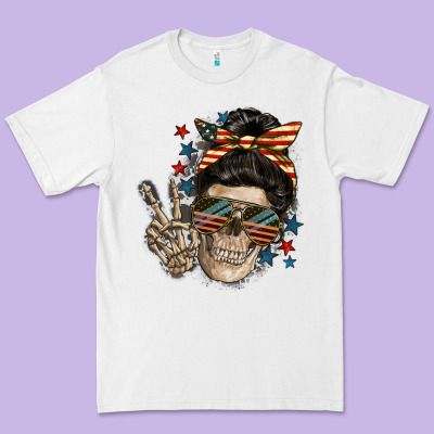 American Mother Skull Premium Tee Designed By Fadigitalartstudio