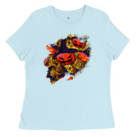 Baby Blue halloween pumpkin patch  2 Ladies Tee - BundleAndBundleShop