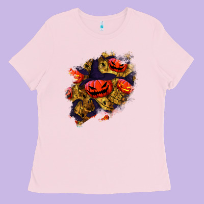 Halloween Pumpkin Patch  2 Ladies Tee Designed By Bundleandbundleshop