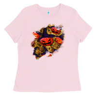 Bubblegum Pink halloween pumpkin patch  2 Ladies Tee - BundleAndBundleShop