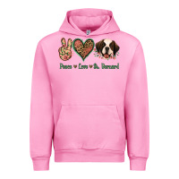 Fuchsia Pink Peace Love St. Bernard Urban Hoodie - Jasminsmagicworld