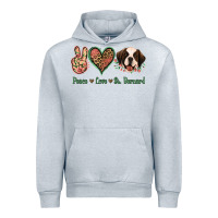 Heather Grey Peace Love St. Bernard Urban Hoodie - Jasminsmagicworld