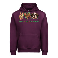 Mauve Wine Peace Love St. Bernard Urban Hoodie - Jasminsmagicworld