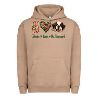 Pigment Burro Peace Love St. Bernard Urban Hoodie - Jasminsmagicworld