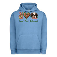 Pigment Pebble Blue Peace Love St. Bernard Urban Hoodie - Jasminsmagicworld