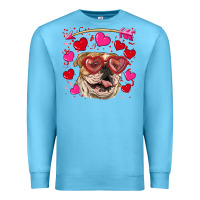 Ocean Blue valentine's day  brown english bulldog Premium Sweatshirt - RanaPortraitStore