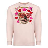 Pale Pink valentine's day  brown english bulldog Premium Sweatshirt - RanaPortraitStore