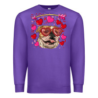 Purple valentine's day  brown english bulldog Premium Sweatshirt - RanaPortraitStore