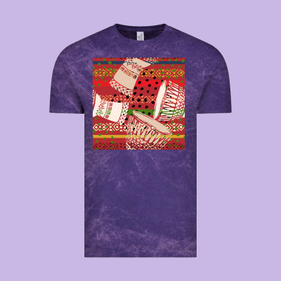 African Drum Colorful Seamless Pattern Vintage Tee Designed By Bundleandbundleshop