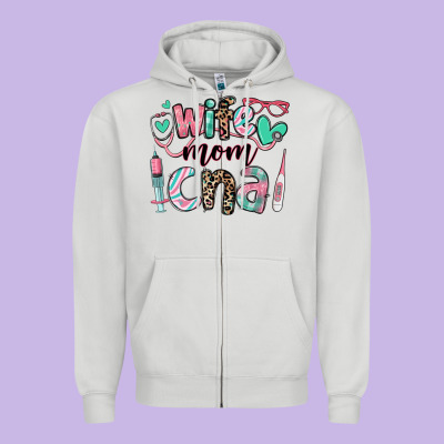 Wife Mom Cna Certified Nursing Assistant Zipper Hoodie Designed By Ranaportraitstore