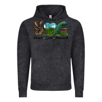 Vintage Black Peace Love Peacock Vintage Hoodie - LillyAllenDesigns