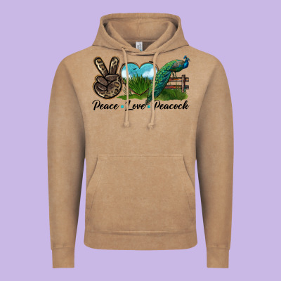 Peace Love Peacock Vintage Hoodie Designed By Lillyallendesigns