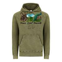 Vintage Olive Peace Love Peacock Vintage Hoodie - LillyAllenDesigns