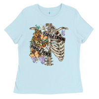 Baby Blue inhale peace exhale chaos chest Ladies Tee - FaDigitalArtStudio