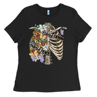 Black inhale peace exhale chaos chest Ladies Tee - FaDigitalArtStudio