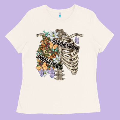 Inhale Peace Exhale Chaos Chest Ladies Tee Designed By Fadigitalartstudio