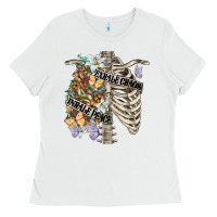 White inhale peace exhale chaos chest Ladies Tee - FaDigitalArtStudio