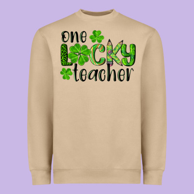 St. Patrick's Day One Lucky Teacher Heavyweight Sweatshirt Designed By Ranaportraitstore